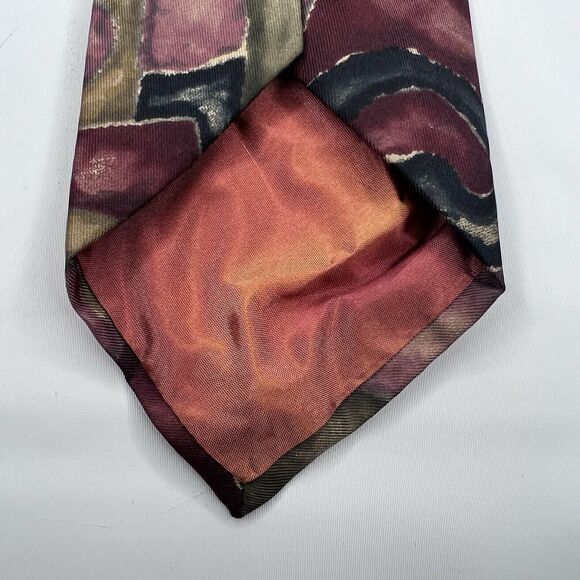 St Michael Marks & Spencer Vtg 90s Silk Multicolor Abstract Geometric Neck Tie - Picture 5 of 7